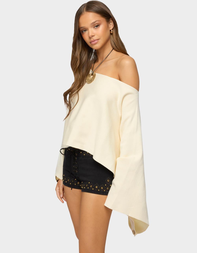 EDIKTED Sharla Off Shoulder Poncho Sweater image number 1