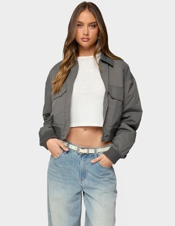 EDIKTED Dolan Ruched Oversized Bomber Jacket Primary Image