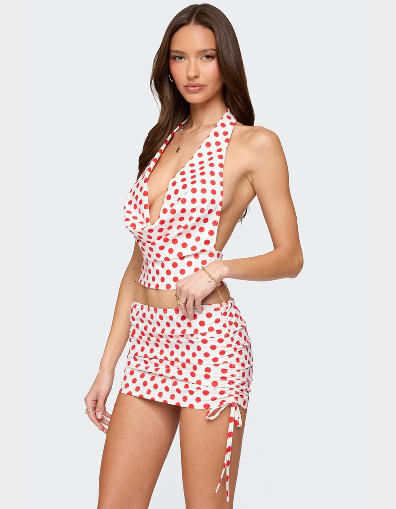 EDIKTED Zoe Polka Dot Cowl Neck Top image number 2