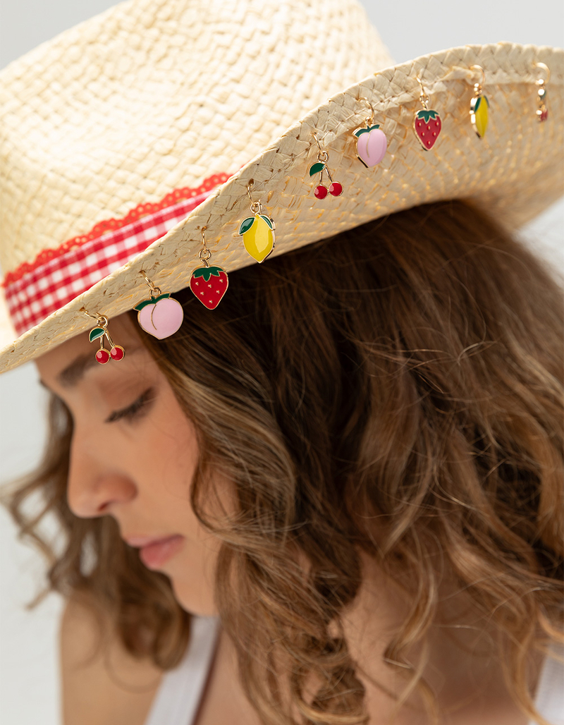 Multi Fruit Charm Straw Cowboy Hat image number 1