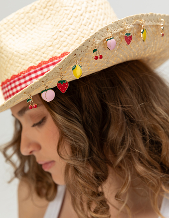 Multi Fruit Charm Straw Cowboy Hat Alternative Image