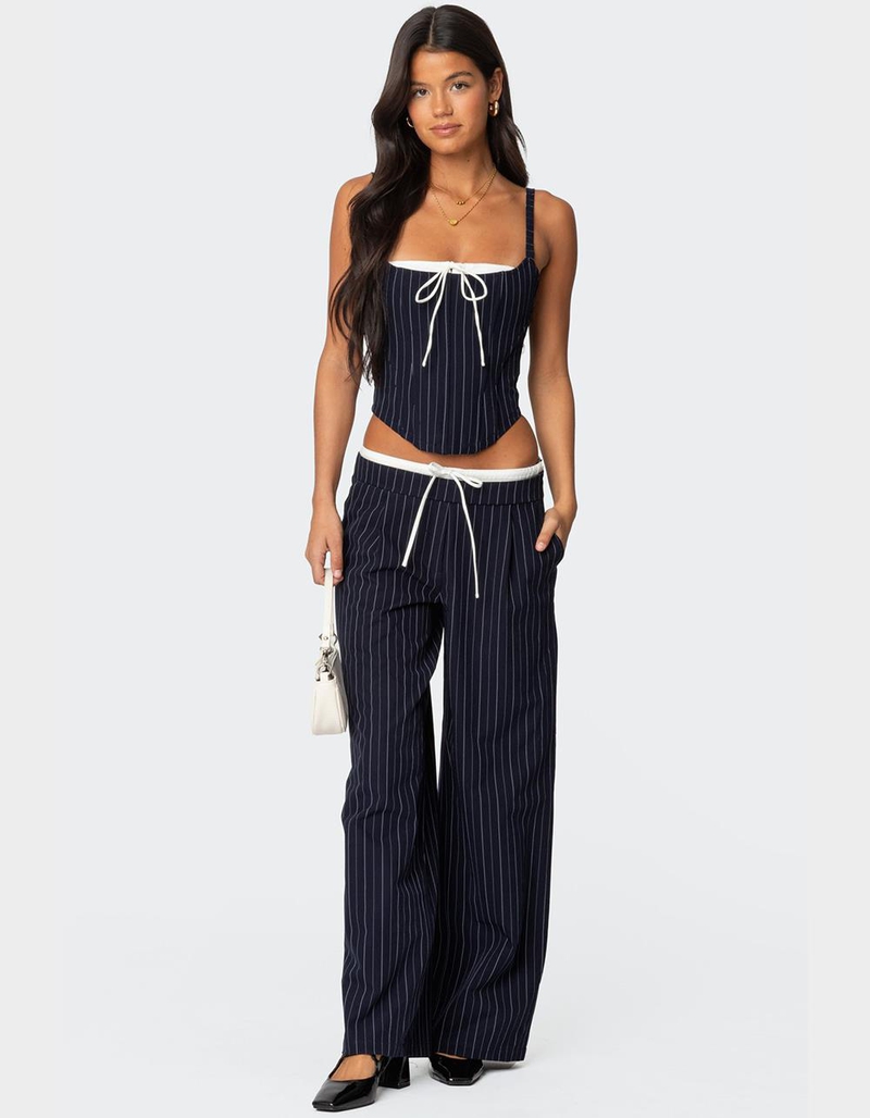 EDIKTED Pinstripe Peekaboo Drawstring Corset image number 4