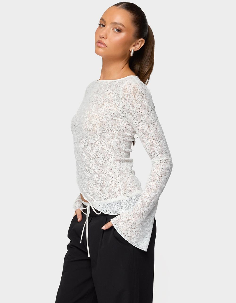 EDIKTED Mare Asymmetric Gem Sheer Lace Top image number 1