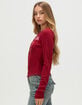 TRUE RELIGION Ribbed Faded Logo Womens Long Sleeve Henley Top image number 3