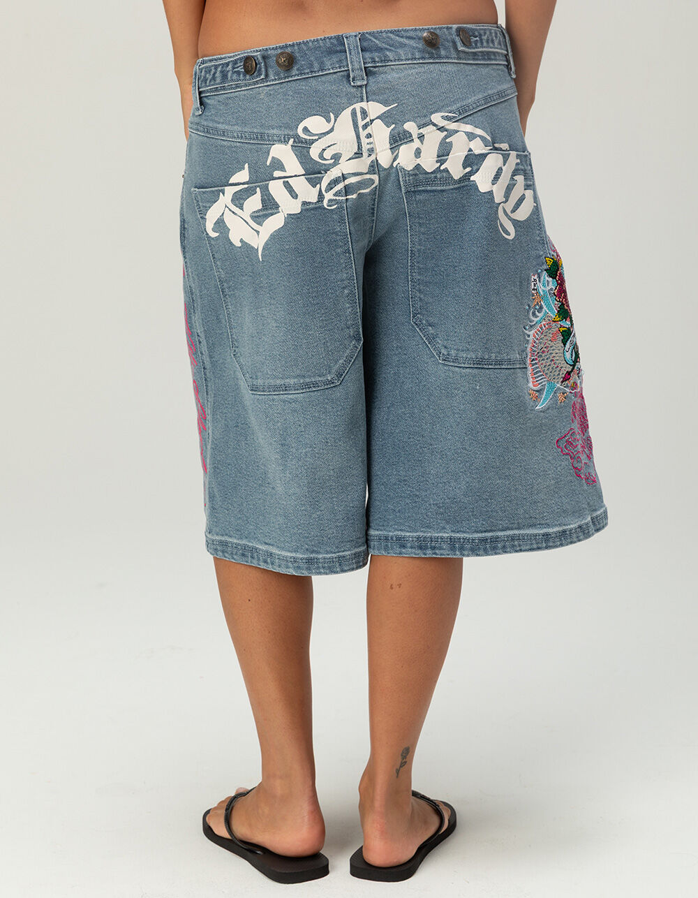 ED HARDY Flower Diamond Womens Jorts - DENIM | Tillys