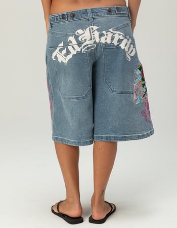 ED HARDY Flower Diamond Womens Jorts Alternative Image