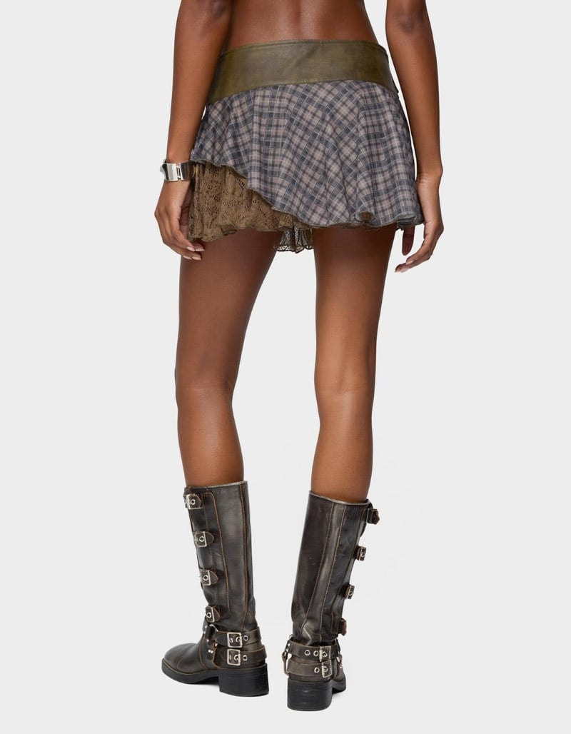 EDIKTED Varley Plaid & Lace Layered Mini Skort image number 2