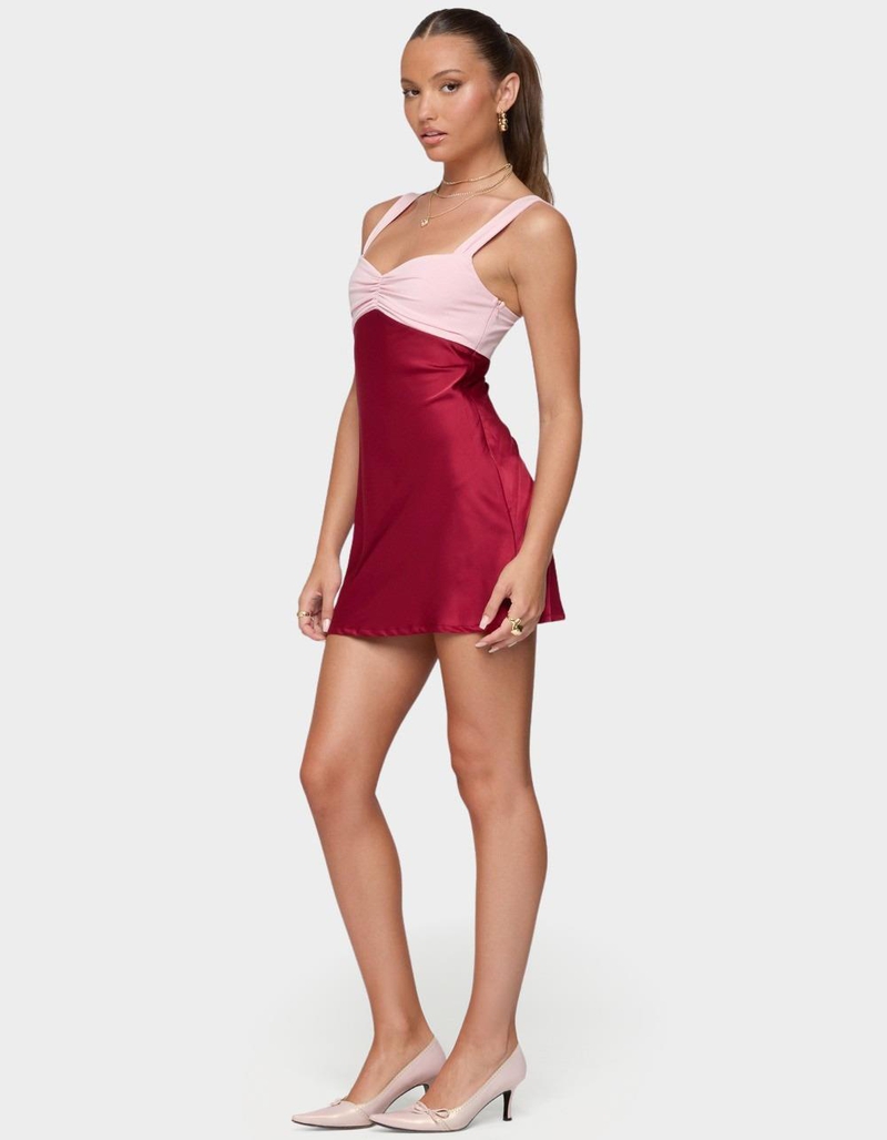 EDIKTED Contrast Satin Effect Mini Dress image number 3