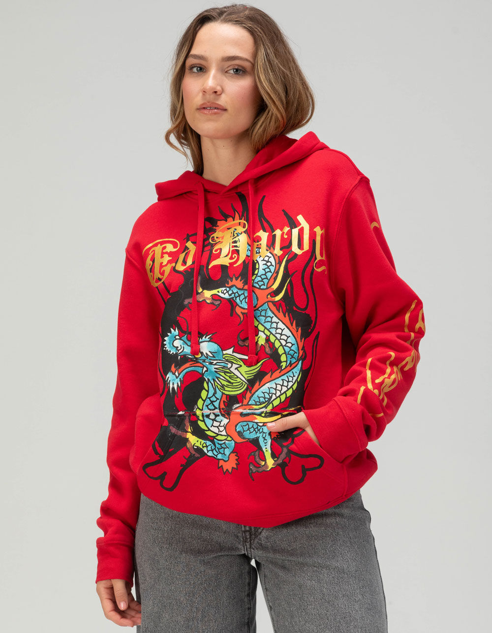 ED HARDY Dragon Womens Hoodie - RED | Tillys