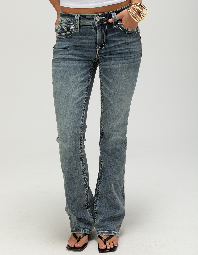 MISS ME Cross Wing Womens Mid Rise Bootcut Jeans image number 3