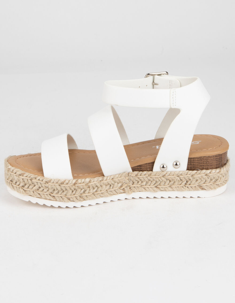 SODA Double Band Girls White Flatform Sandals image number 2