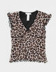 FULL TILT Leopard Mesh Bow Girls Top image number 2
