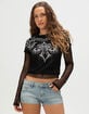 AFFLICTION Skeleton Womens Crop Long Sleeve 2fer Tee image number 1