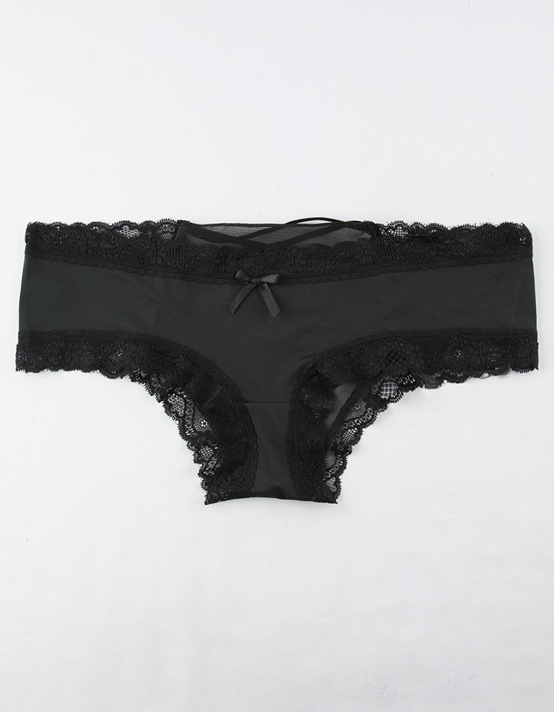 FULL TILT Microfiber Mesh Cage Back Black Boyshorts image number 0