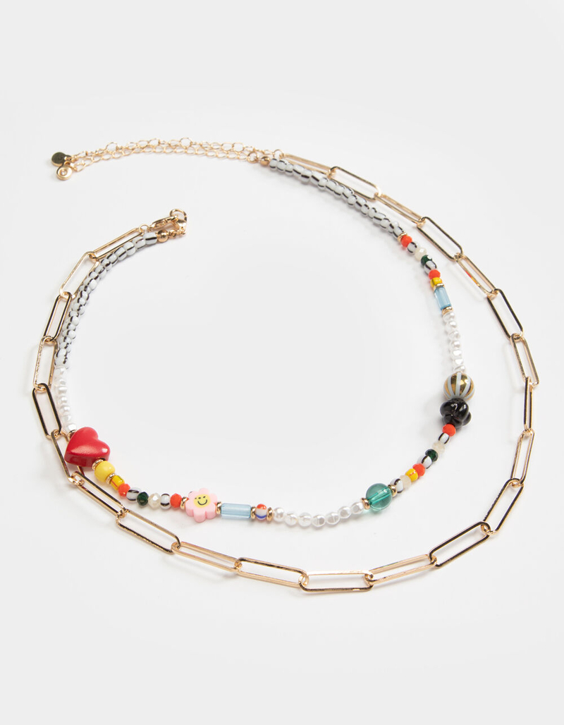 FULL TILT Layered Oval & Heart & Flower Necklace image number 0