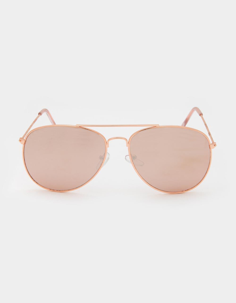 Metal Rose Gold Aviator Sunglasses image number 1