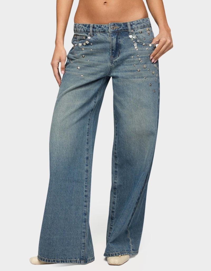 EDIKTED Mahlia Button Low Rise Baggy Jeans image number 0