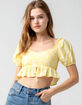 ELODIE Cinch Crop Peplum Womens Yellow Top image number 1