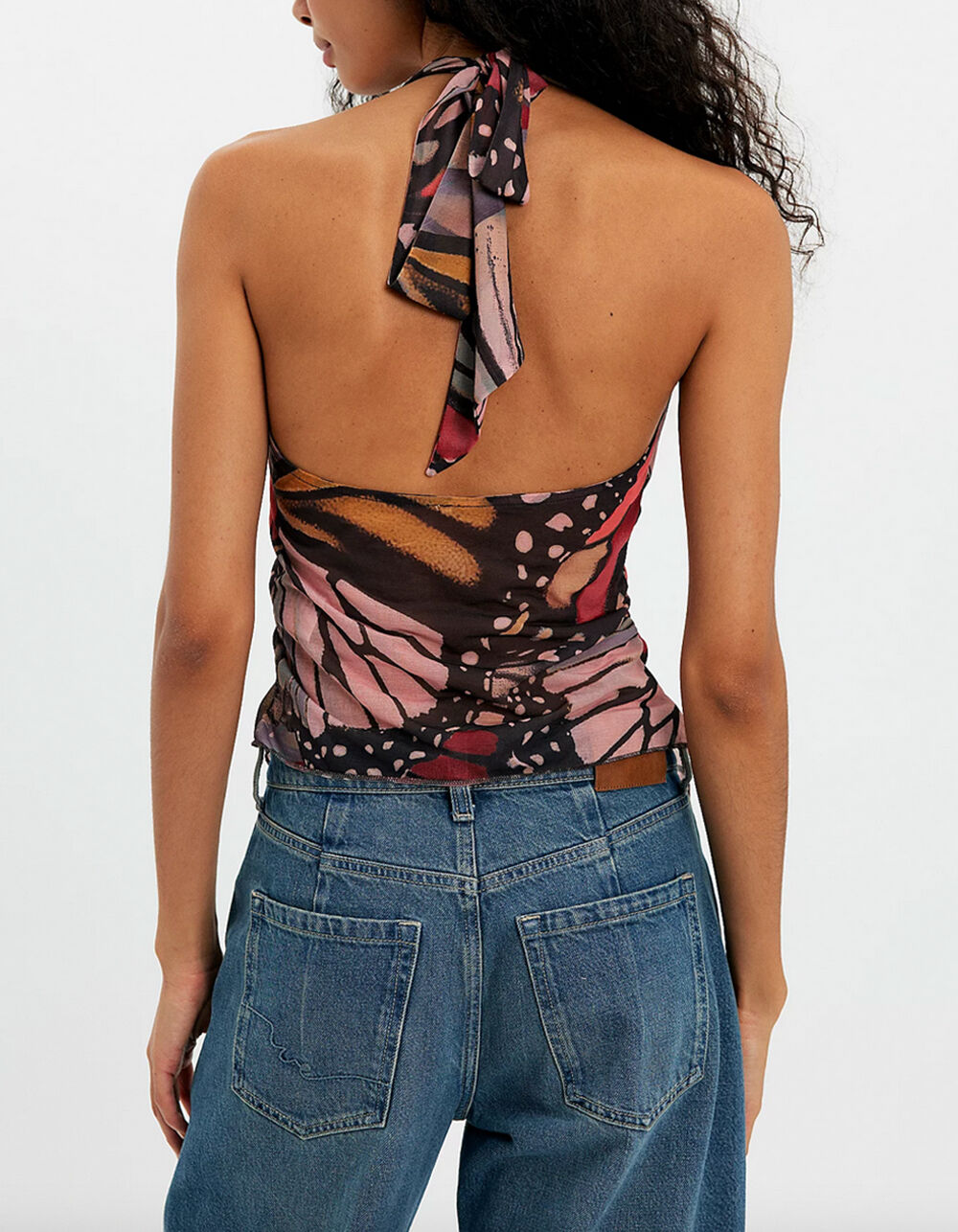 FREE PEOPLE Butterfly Effect Womens Halter Top - BLK/MULTI - XS