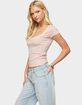 EDIKTED Layered Lacey Striped Tee image number 2