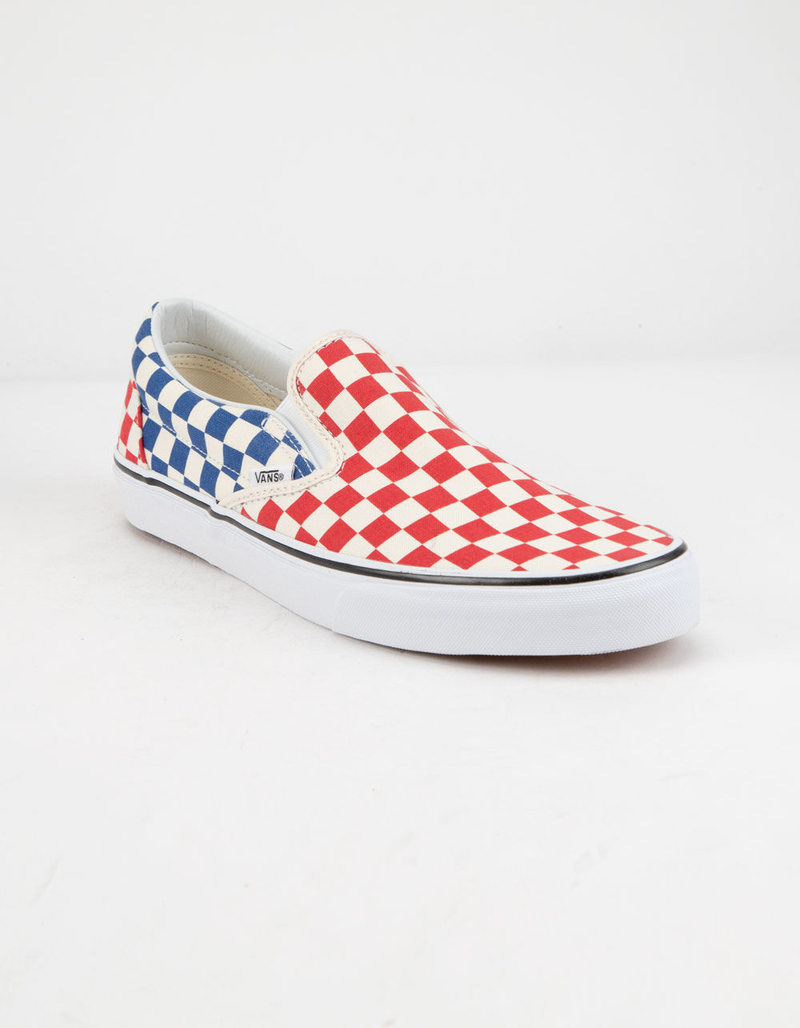 VANS Checkerboard Classic Slip-On Red & Blue Shoes image number 1