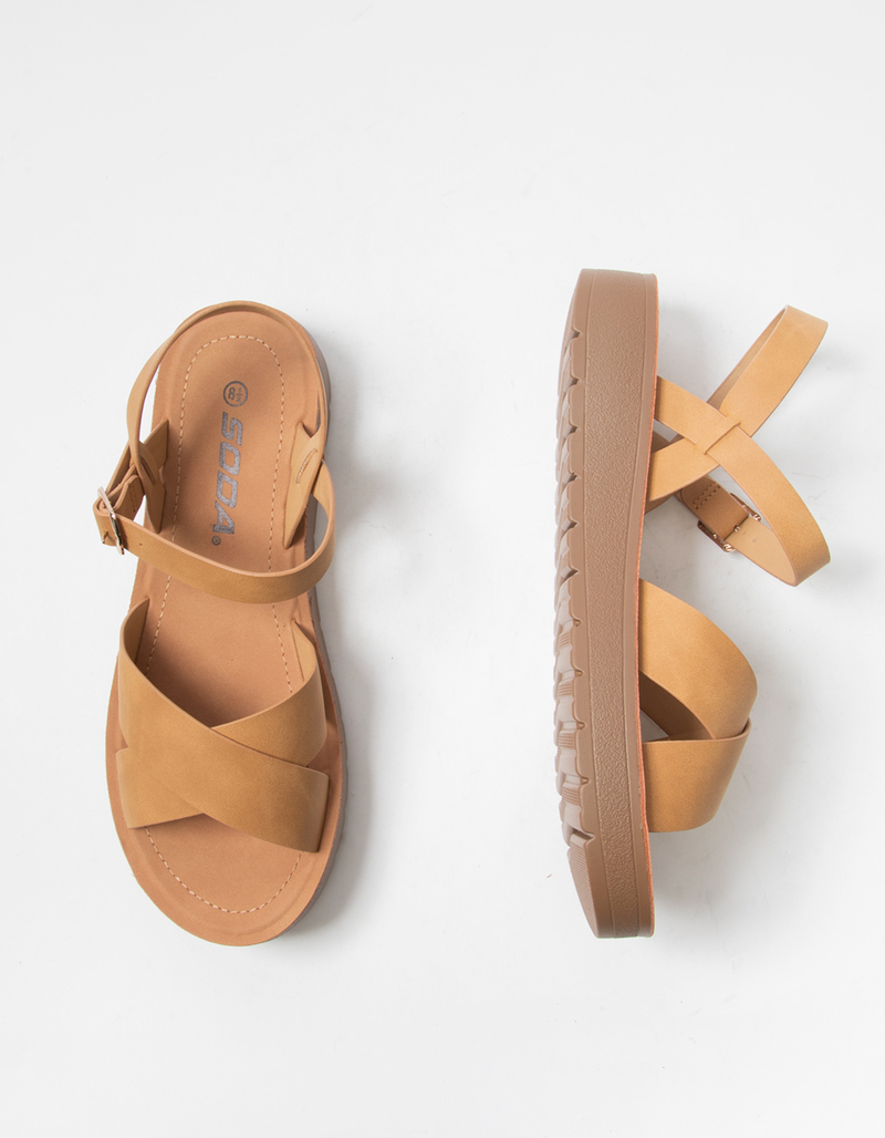 SODA Ankle Strap Womens Mini Flatform Sandals image number 4