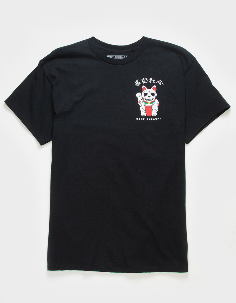 RIOT SOCIETY Lucky Cat Skull Mens Tee image number 0