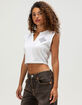 TRUE RELIGION Crystal Logo Crest Womens Notch Crop Baby Tee image number 3