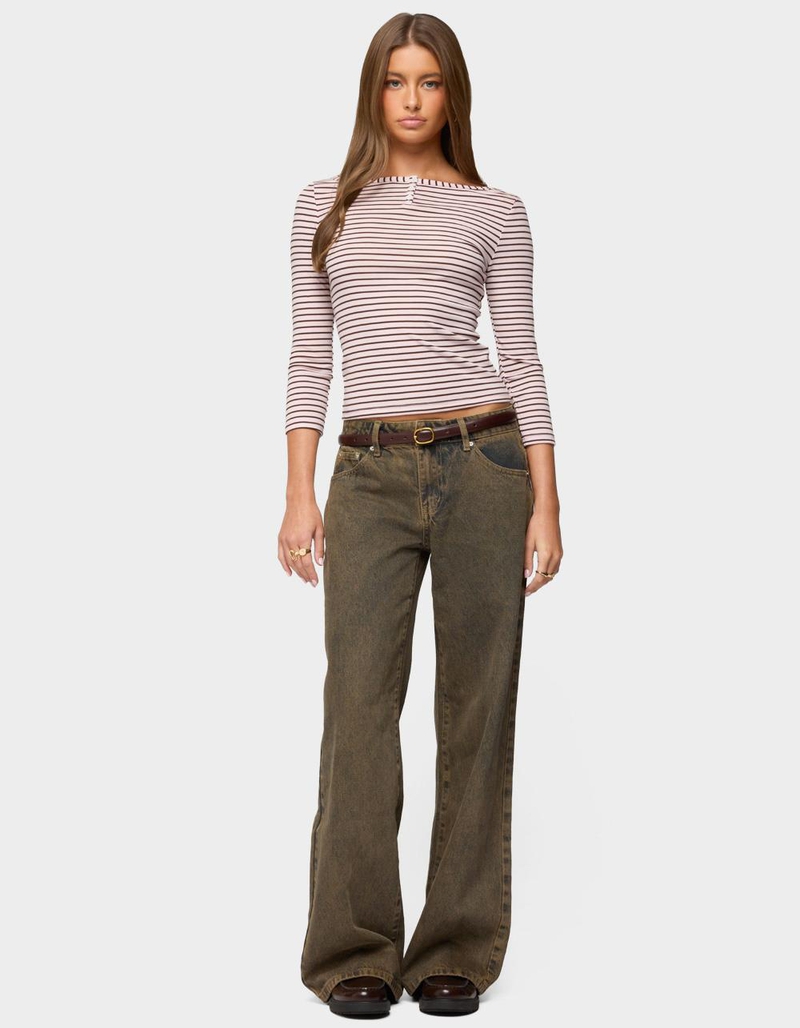 EDIKTED Avigyle Striped Boat Neck Top image number 3