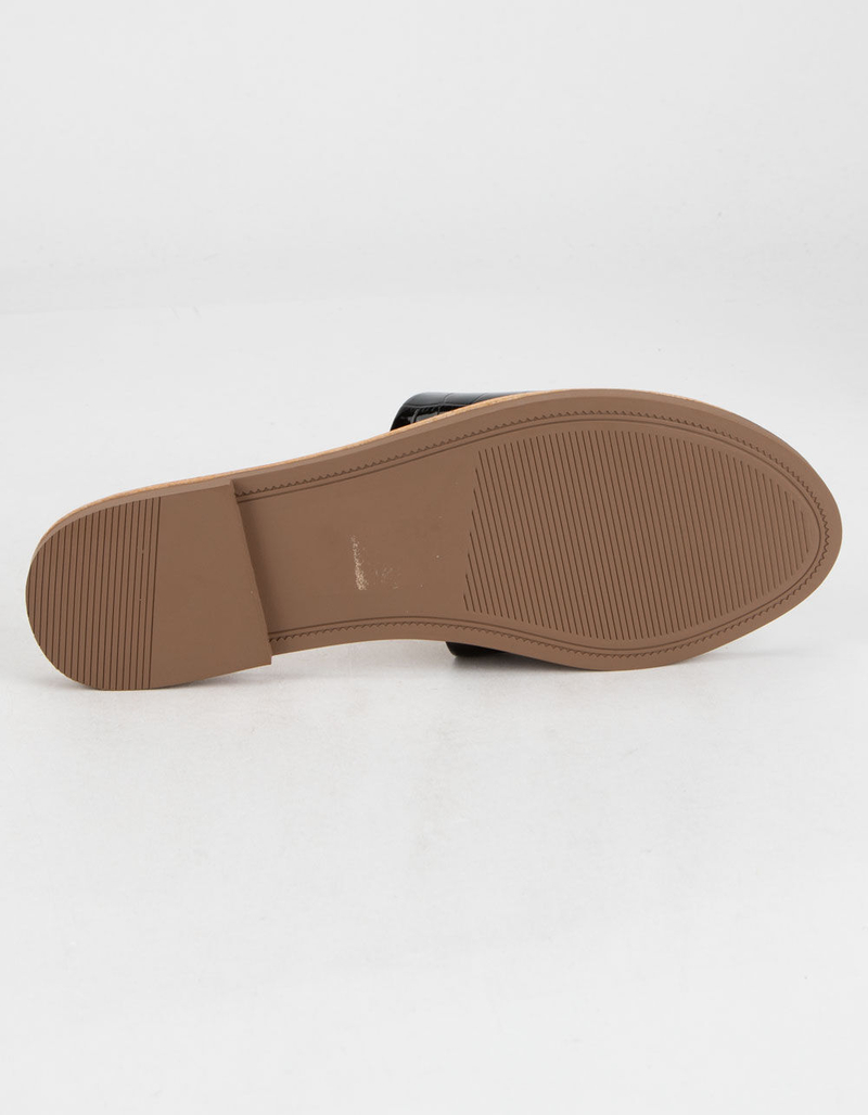 SODA Single Strap Womens Black Crocodile Slide Sandals image number 4