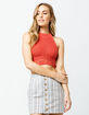 SKY AND SPARROW Crochet Crop Rust Womens Halter Top image number 1
