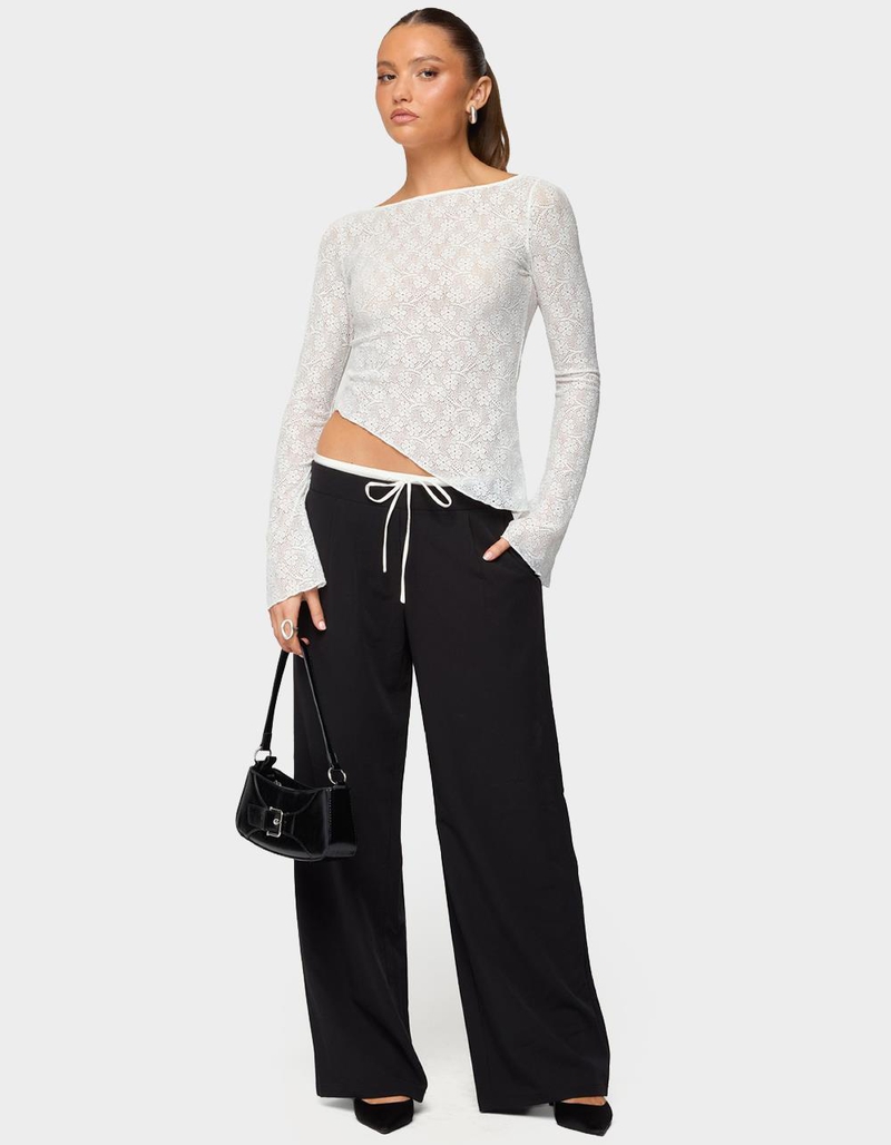 EDIKTED Mare Asymmetric Gem Sheer Lace Top image number 4