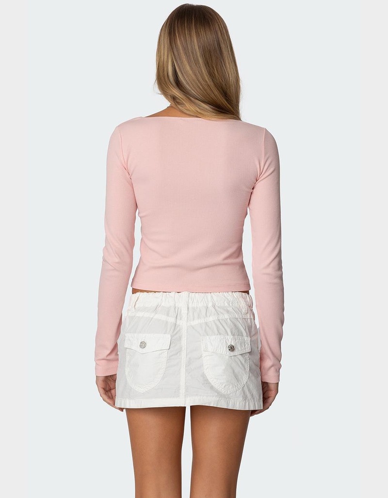EDIKTED Morgyn Lace Trim Ribbed Top image number 3