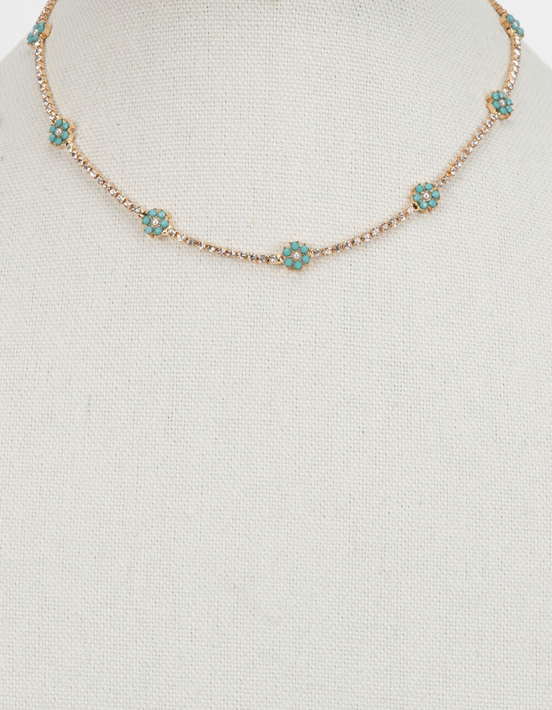 FULL TILT Rhinestone Flower Choker image number 1