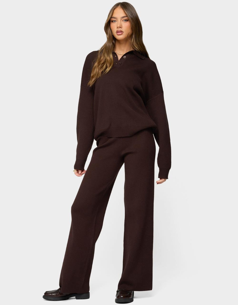 EDIKTED Lorie Wide Leg Knit Pants image number 3