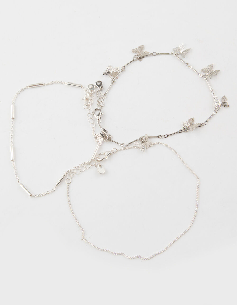 FULL TILT 3 Pack Butterfly Bar Anklets image number 0