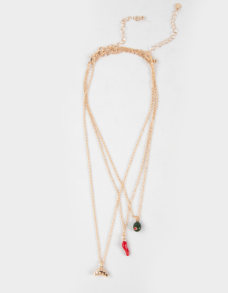 FULL TILT Layered Croissant/Chili/Olive Necklace image number 0