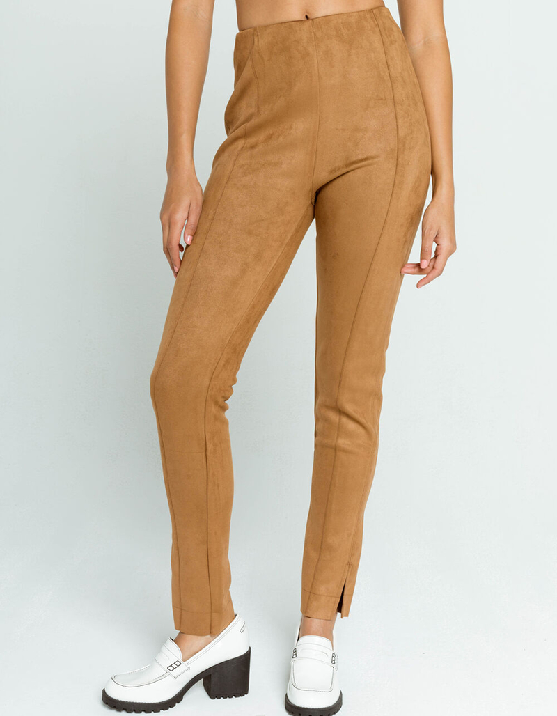 TRACTR Pull On Suede Womens High Rise Pants image number 1