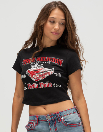 TRUE RELIGION x Bella Doña Crystal Lowrider Womens Baby Tee Primary Image