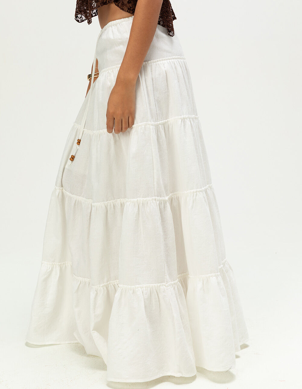 NECTAR CLOTHING Womens Tiered Maxi Skirt - WHITE | Tillys