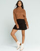 FULL TILT Basic Turtleneck Womens Brown Crop Sweater image number 4