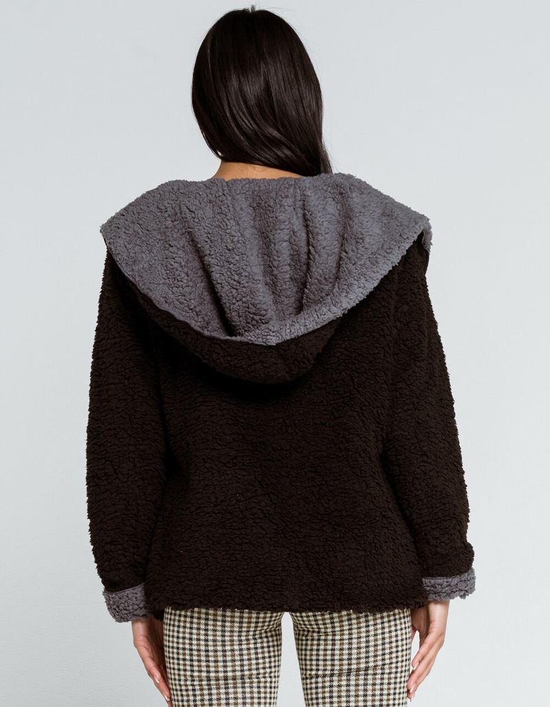 FULL TILT Reversible Sherpa Womens Black Hooded Jacket image number 2