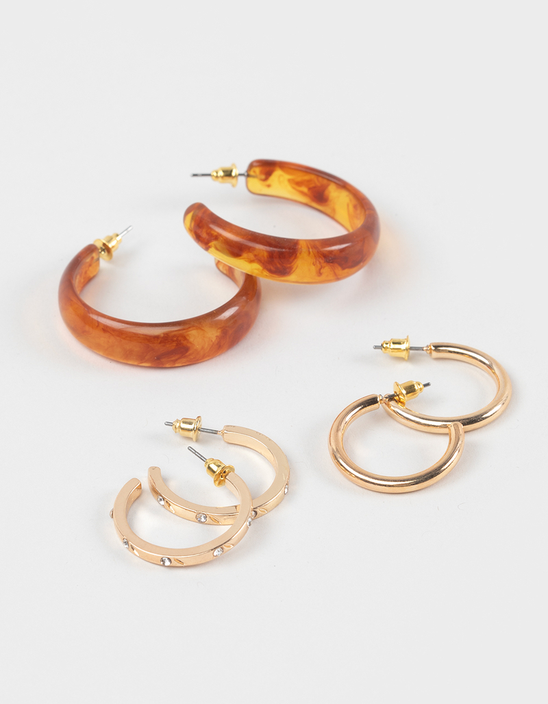 FULL TILT 3 Pack Acrylic Hoop Earrings image number 0