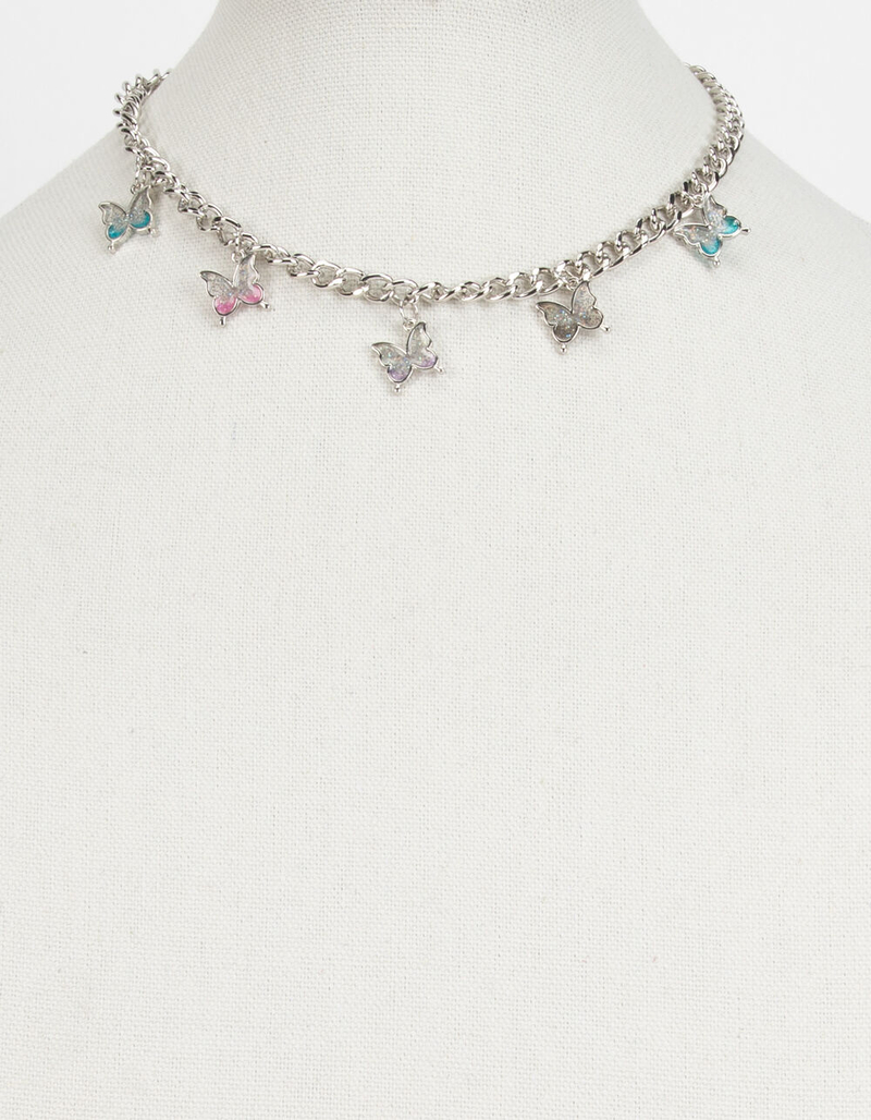 FULL TILT Glitter Butterfly Chain Necklace image number 1