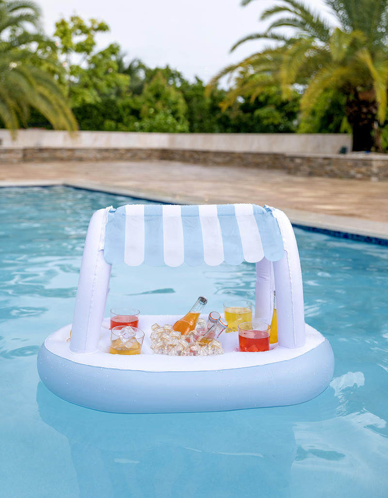 POOLCANDY Cabana Stripe Inflatable 28 x 18" Buffet with Canopy image number 1