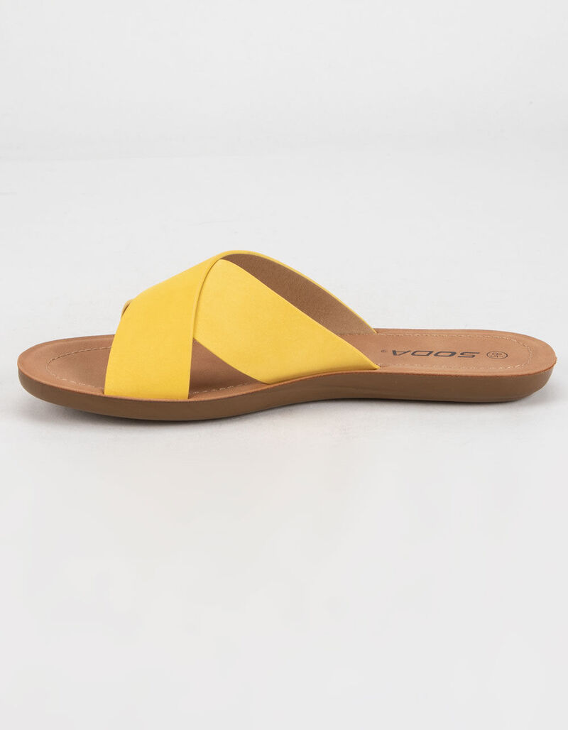 SODA Crisscross Womens Yellow Slide Sandals - YELLO - 380351600