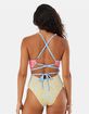 ROXY Tapestry Patchwork Wrap Tie Plunge One Piece Swimsuit image number 4