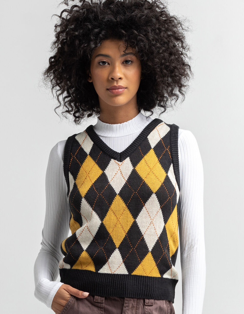 LOVE TREE Argyle V Neck Womens Sweater Vest image number 0
