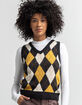 LOVE TREE Argyle V Neck Womens Sweater Vest image number 1