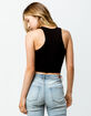 BOZZOLO Ribbed V-Neck Black Womens Crop Tank Top image number 3